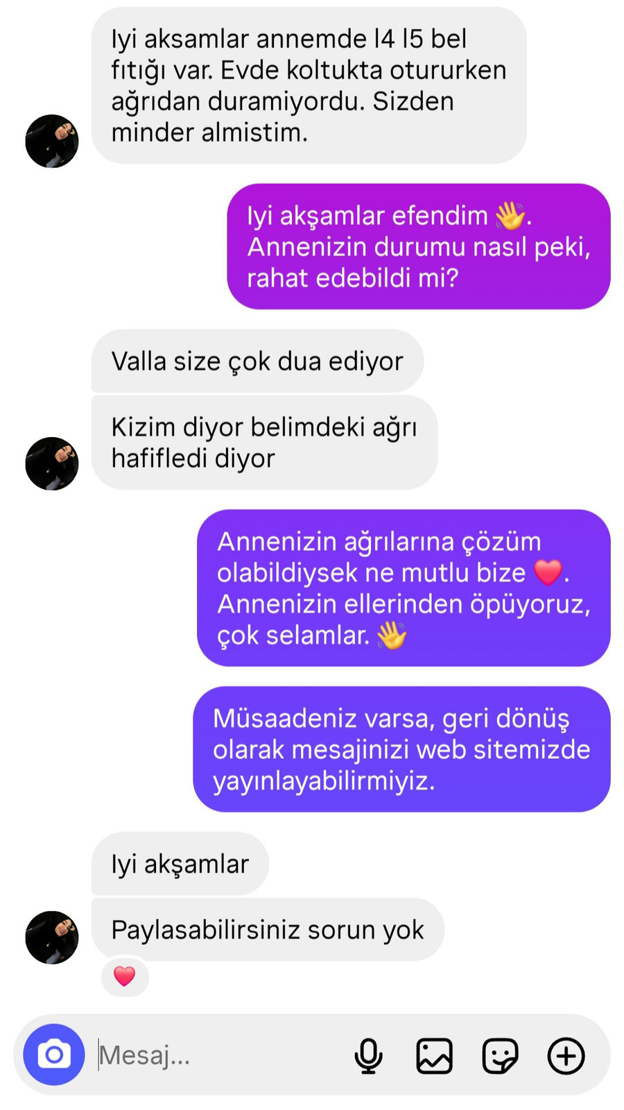 Müşteri mesajı 3