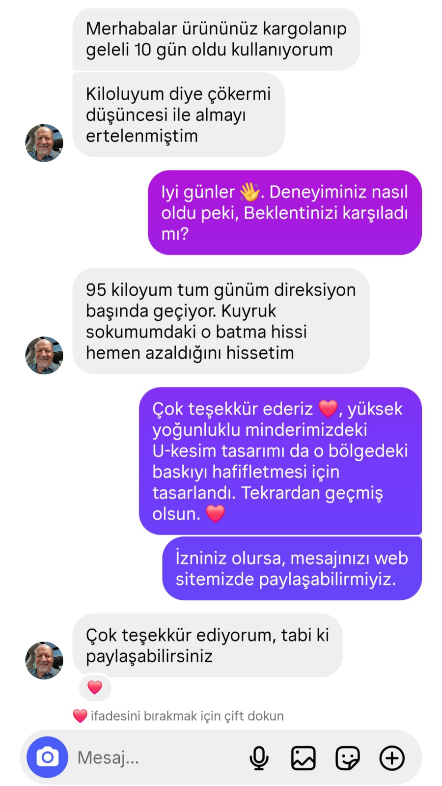 Müşteri mesajı 1