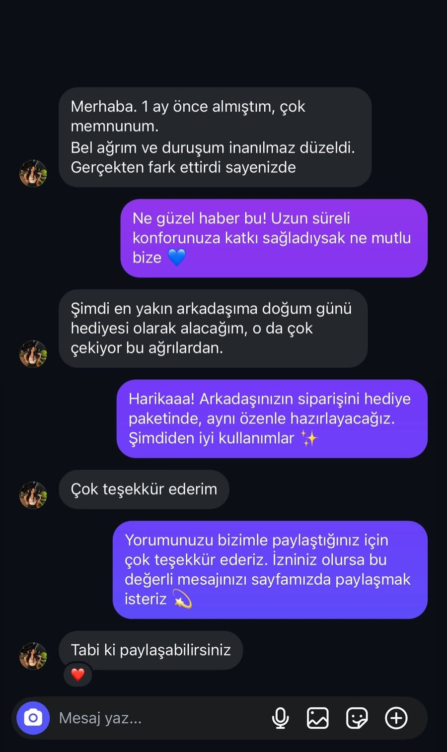 Müşteri mesajı 5
